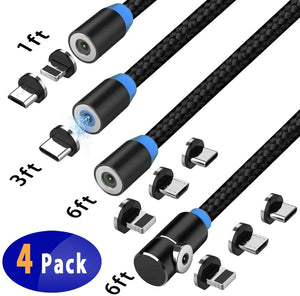 Unity Electronic Magnetic Charging Cable [4-Pack,1ft/3ft/6ft/6ft]